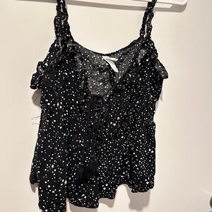 Black and White Star Print Women's Top